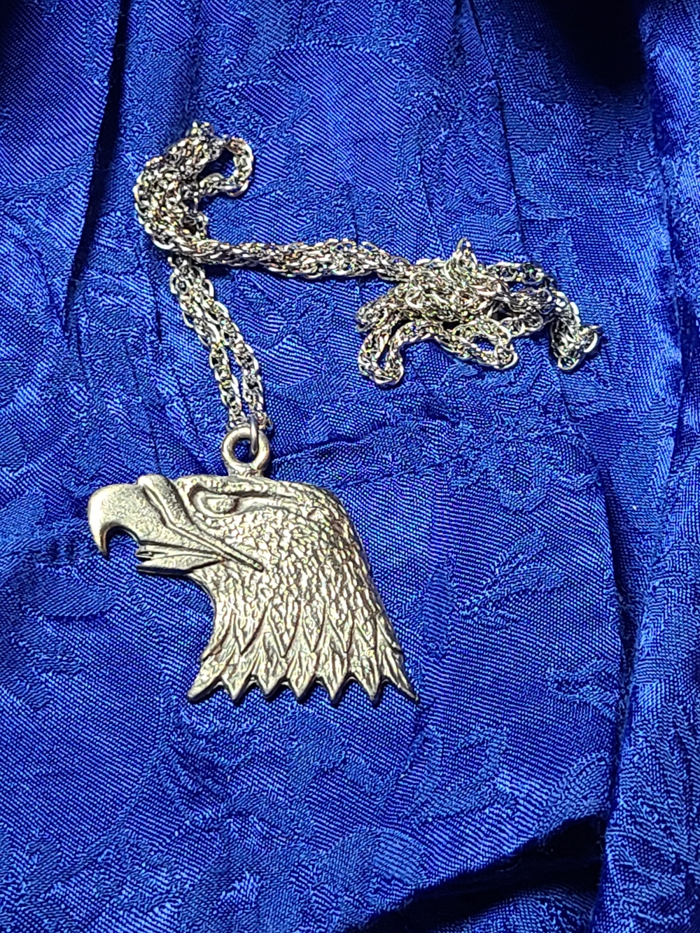 Vintage Silver Eagle Head Pendant Necklace